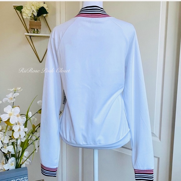 NWT Varsity Stripe Front Zip Light Weight Bomber Style Jacket Size S - Picture 6 of 8